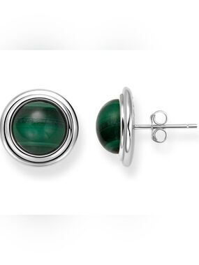 Malachite Stud Earrings 18K Gold-plated in 925 Sterling Silver